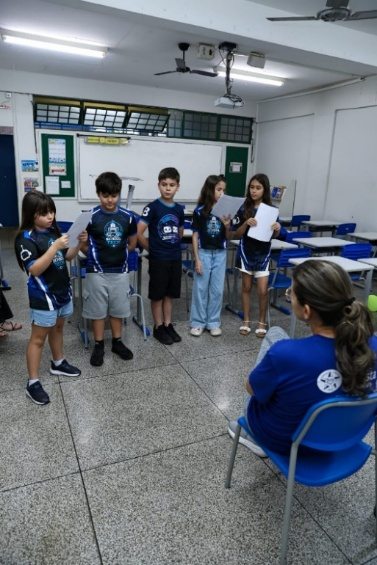 Ensaio das apresentações em sala